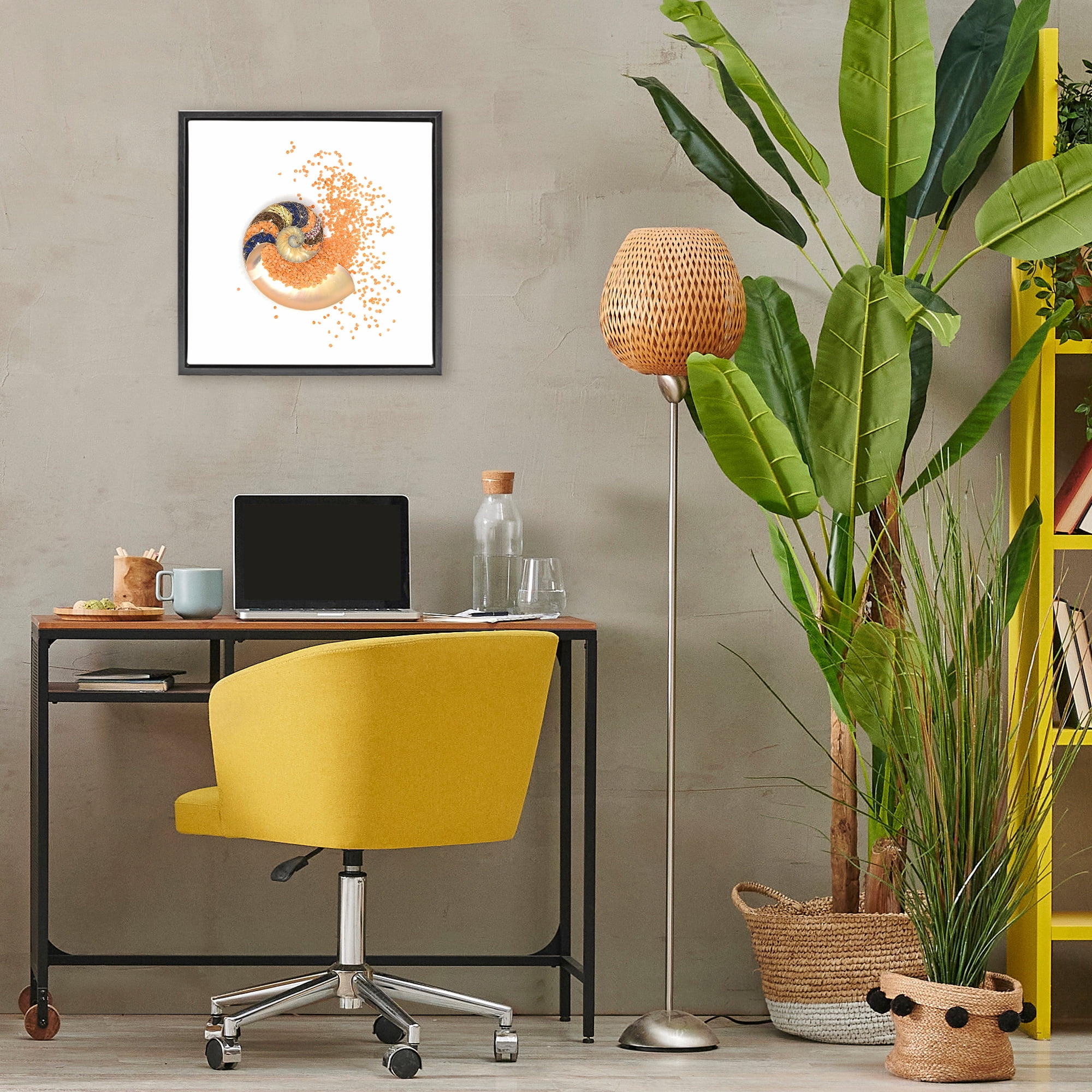 Stupell Industries Orange Nautilus Spiral Black Framed Floater Canvas Wall Art, design by Beth Adoette