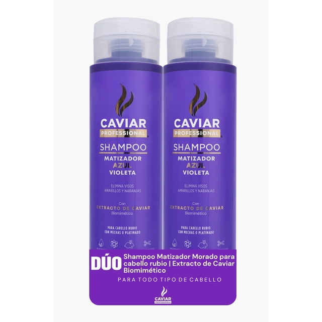 Caviar Professional | Shampoo matizador morado para cabello rubio | Neutraliza tonos amarillos | Extracto de caviar | Sin sulfatos y parabenos
