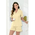 thumbnail image 3 of LYCY Women Short Pajama Set, Cotton Sleepwear Soft Cute Button up Pjs Set,(Canary Yellow,XL), 3 of 4