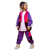Jhhlsf Outfit Sets for Boys Unisex Color Block Street Retro Tracksuit Hop Dance Fall Outfits