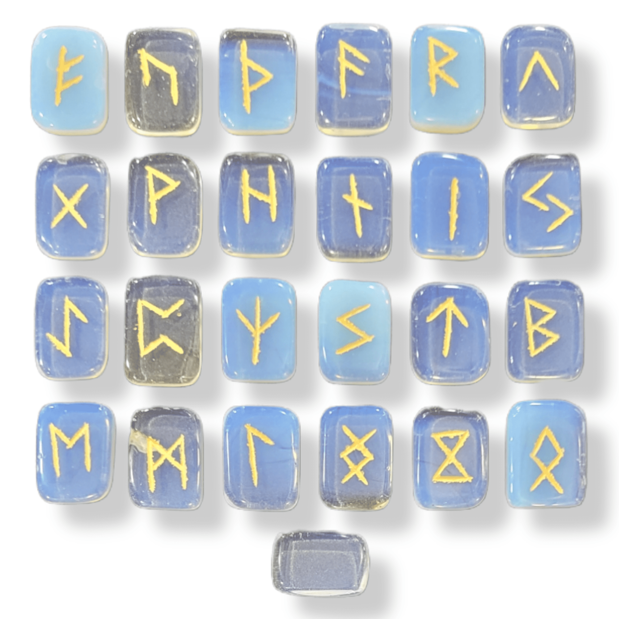 Opalite Runes Crystal Rune Stones Set Elder futhark Viking Gemstone