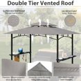 thumbnail image 4 of 8'X5' Grill Gazebo Canopy, Grill Tent for Outdoor Grill, Double Tiered BBQ Gazebo with Steel Frame, Two Shelves, Ten Hooks and A Bottle Opener, Small Grill Shelter For Backyard, Patio (Grey), 4 of 7
