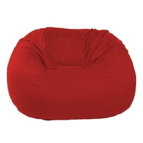 Cotton 53x38x38" Loveseat Bean Bag Chair - w/Polystyrene Beads and CertiPUR Foam Filled Bean Bag for Adults, Teens and Kids - Red