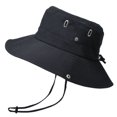 thumbnail image 1 of Summer Men Bucket Hat Solid Color Anti Sun Wide Brim Adjustable Fisherman Cap for Fishing, 1 of 10