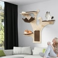 thumbnail image 4 of Gymax Wall-Mounted Cat Tower w/ Perch Hammock Sisal Scratching Posts & Mat Cushions, 4 of 10