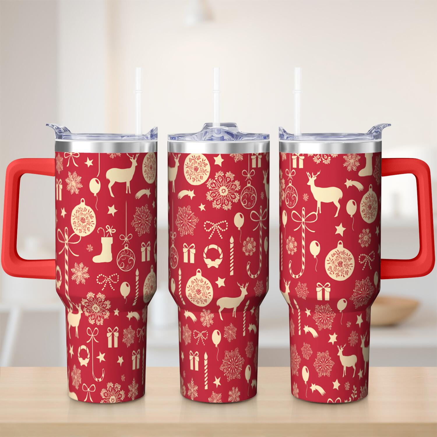 1pc 40 oz Christmas Tumbler with Lid and Straw Stainless steel Insulated tumblers Cute water bottle Travel/Gym coffee tumbler Gifts for Women/men