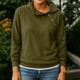 thumbnail image 6 of SYwaren Women's Stylish Sweatshirt Solid Color Turn Down Collar Button Long Sleeve Hoodless Casual Loose Fit Top, 6 of 6