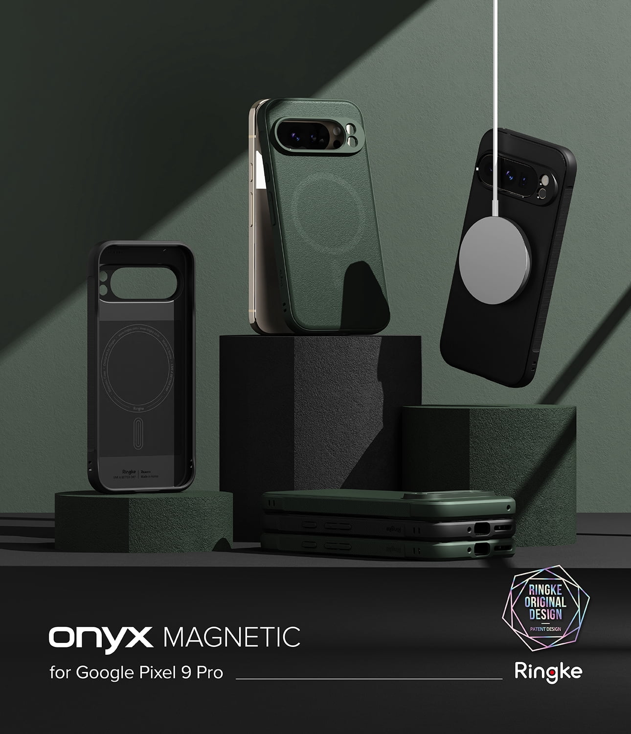 Ringke Pixel 9 Pro [Onyx Magnetic] High Quality Flexible Heavy Duty Durable Phone Case Compatible with Magnetic Charger - Black