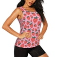 thumbnail image 2 of Vsdgher Cartoon Strawberry Print Tank Top Sports Vest Bra for Women Sports ,Performance Stretchy Quick Dry Sports Workout Running Top Vest with Removable Pads, 2 of 8