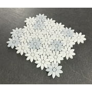 Thassos White & Blue Celeste Marble Daisy Waterjet Mosaic Wall & Floor Tile – Case (10 Sheets)