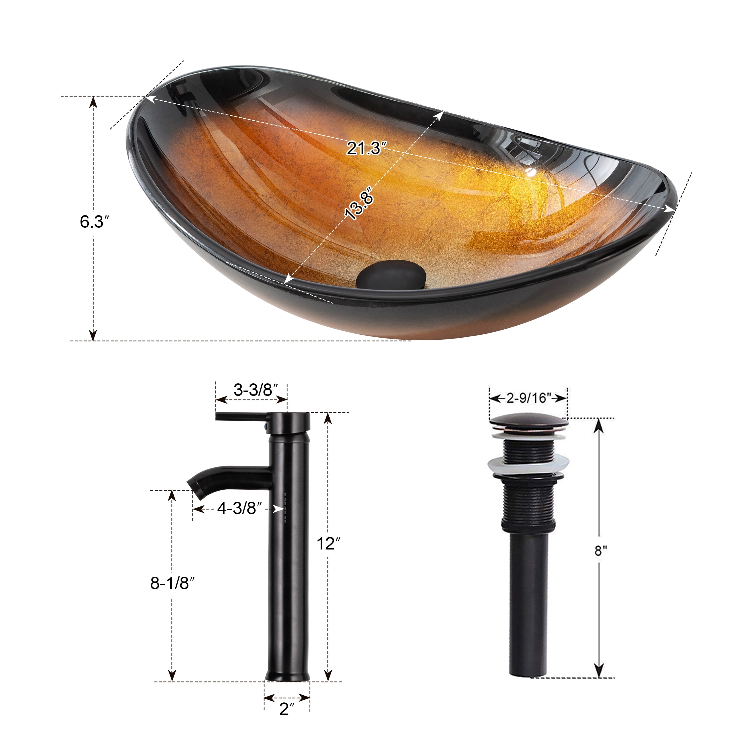 VS029BR 21" Stained Glass Bathroom Vessel Sink