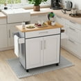 thumbnail image 2 of Giantex Kitchen Island Cart with Storage Cabinet on Wheels, Spice Rack Towel Rack & Drawer, Gray, 2 of 9