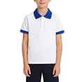 thumbnail image 4 of Rggeeun Toddler Boys T-Shirts Solid Color Short Sleeve Lapel Collar Casual Knit For Kids Youth School Comfortable Versatile Tops,Blue,2-3 Years, 4 of 4