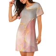 thumbnail image 2 of Fotbe Abstract Marble Texture Bata de Dormir para Mujer con Estampado, Camisón de Algodón de Manga Corta, Ropa de Dormir Casual, 2 of 6