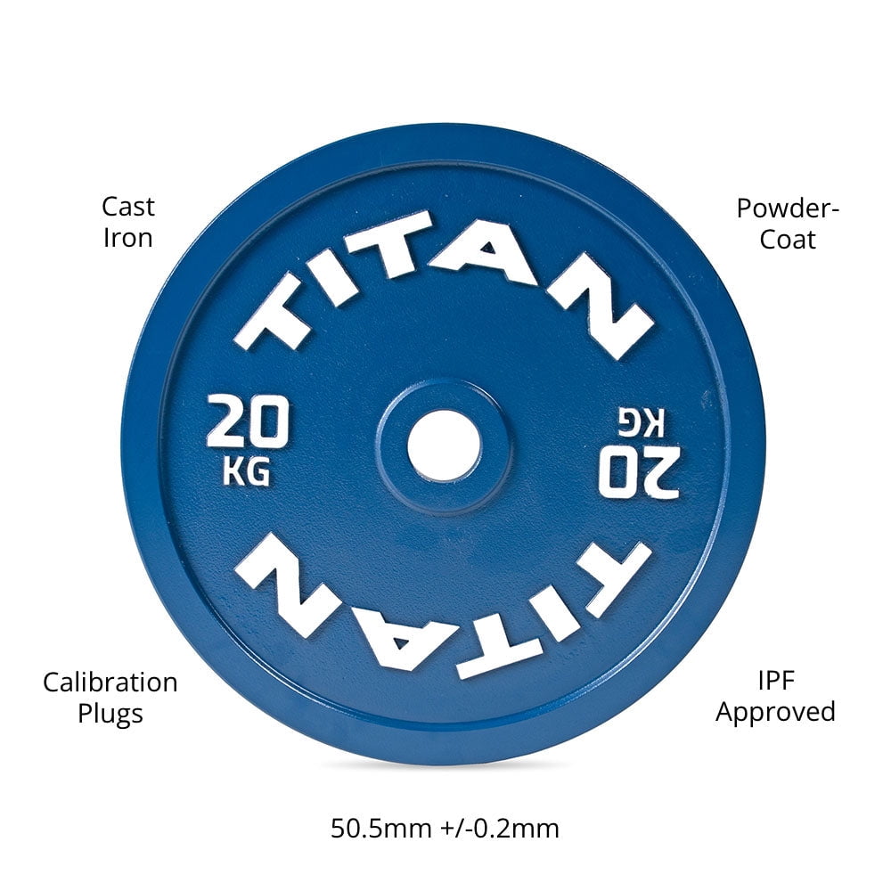 Titan Fitness 20 KG Olympic Calibrated Steel Powerlifting Plate, Machine Precision Steel Discs, Sold Individually