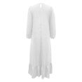 thumbnail image 6 of DuoJiaJ Womens Casual Dress, Crew Neck Ruffled Long Sleeve Dresses White S-5XL, 6 of 6