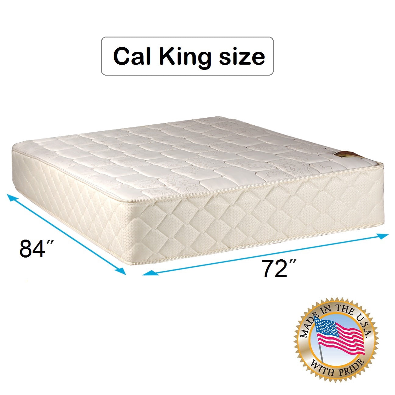 DS USA Grandeur Deluxe Cali King Medium Firm Two-Sided Mattress Only with Mattress Cover Protector Included - Fully Assembled, Sleep Support, Longlasting Comfort