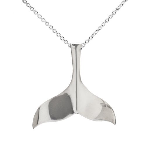Sterling Silver Whale Tail Pendant Necklace, 18
