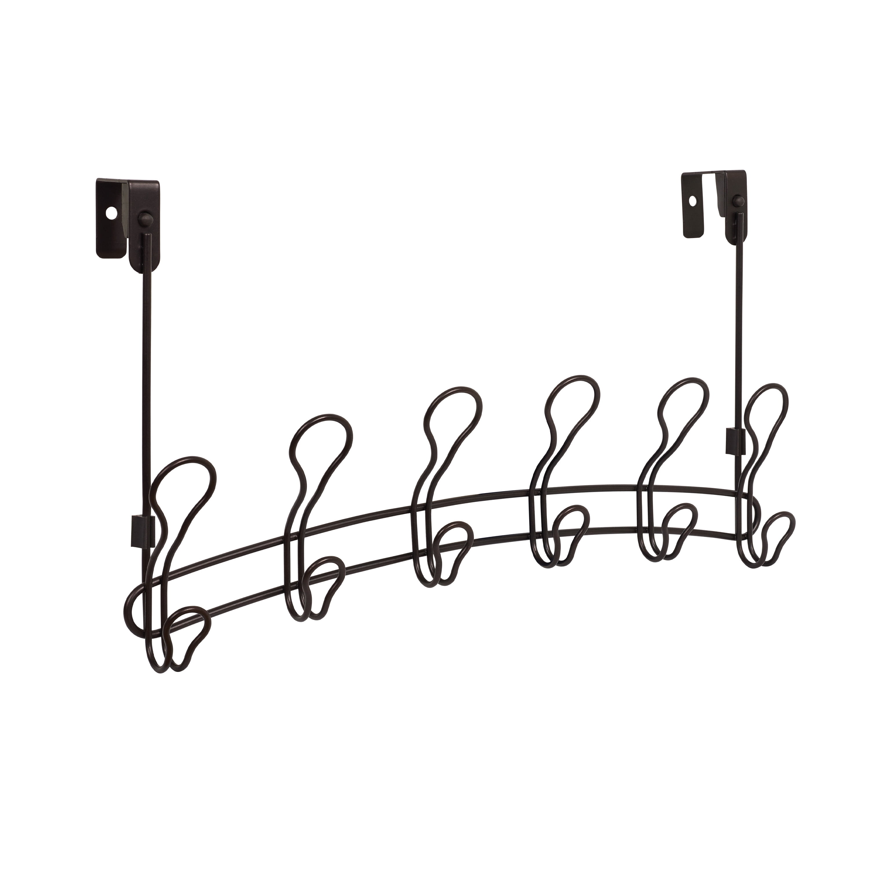 Mainstays SnugFit over-the-Door 6-Hook Rack, Storage for Towels, Clothes, No Drilling, Matte Black
