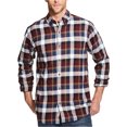 thumbnail image 1 of Weatherproof Mens Plaid Brushed Flannel Button Up Shirt, Red, Large, 1 of 1
