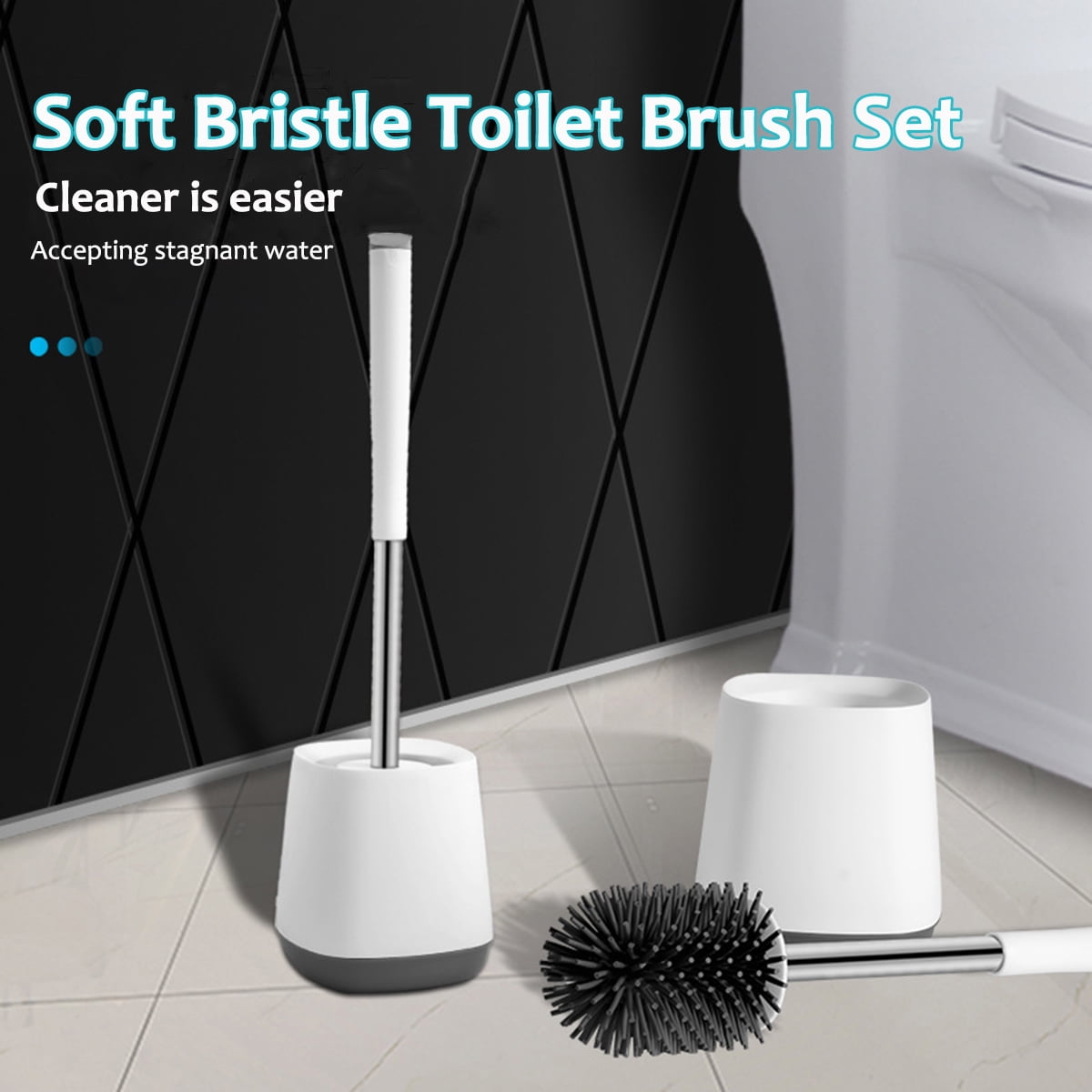 Silicone Soft Bristle Toilet Brush Deep Cleaning Brush Rim Cleaner with