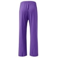 thumbnail image 3 of Women's cotton and linen leggings, high-waisted, casual, loose-fitting, straight-leg with pockets., 3 of 8