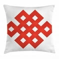 thumbnail image 1 of Red Throw Pillow Cushion Cover, Geometric Tangled Lines Forming Square Shapes Border Frame Motif with Zig Zag Details, Decorative Square Accent Pillow Case, 24 X 24 Inches, Red White, by Ambesonne, 1 of 2