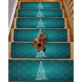 thumbnail image 2 of Dream Christmas Tree Stair Treads for Wooden Steps Indoor Runner Rug Carpet,Cyan Xmas Tree Sparkle Star Reindeer 4 Pieces Peel and Stick Staircase Step Treads Covers Washable Throw Door Mats,30"x8", 2 of 7