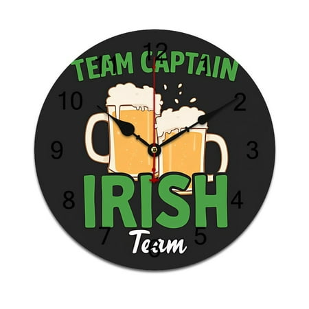 Beer Irish Team Leader 01 Word Saying Big Wall Clock Home Decor Art Watch Living Room Gift