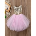thumbnail image 2 of Gureui Toddler Kids Baby Girls Sleeveless Sequin Tulle Princess Dress Mesh Formal Party Wedding Tutu Gown Bowknot Dress, 2 of 8