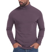 Men's Base Layer Shirt Long Sleeve Turtleneck Solid Pullover Tops Purple 2XL