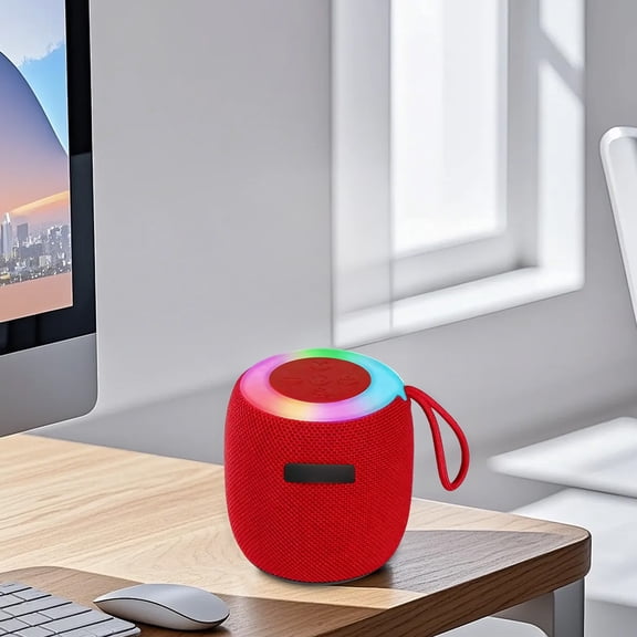 Portable Bluetooth Speaker with RGB Lights, Mini Subwoofer, TWS Stereo Pairing, Long Battery Life, Waterproof, for Outdoor and Party Use Red