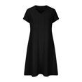 thumbnail image 3 of fheaev Plus Size Summer Dresses For Women 2024 Eyelet Embroidery V Neck Short Sleeve Midi Dress T-Shirt Dress, 3 of 6