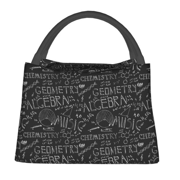 Easygdp Black Scientific Bolsa de Almuerzo Insulada Reutilizable, Bolsa de Mano y Bandolera para Oficina, Trabajo, Viajes