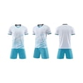 thumbnail image 5 of Odeerbi Kids Teen Boys Girls Mesh Quick Dry Soccer Uniform Set Striped T-Shirt Shorts Breathable Athletic Sportswear for 5-15 Years, 5 of 7
