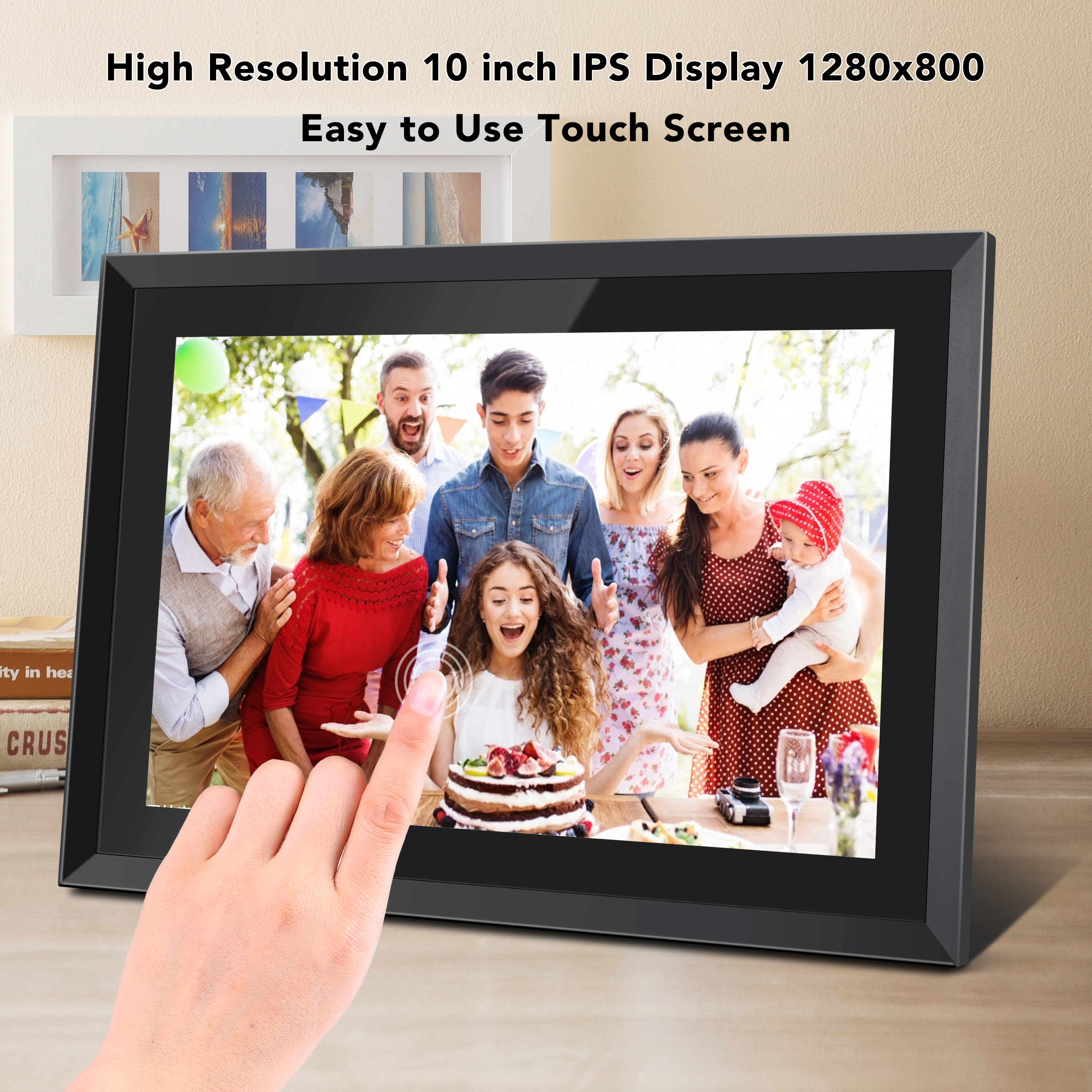 Feelcare 16GB Wifi Digital Picture Frame 10 inch, Share Moments Instantly,  IPS HD Display, Touch Screen