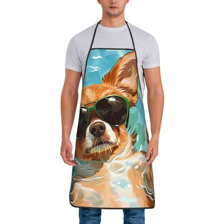 

Junzan Funny Swimming Chihuahua Print Kitchen Cooking Aprons Chef Apron for Men and Women Professional for Cooking Bib Aprons for Kitchen/Crafting/BBQ/Drawing