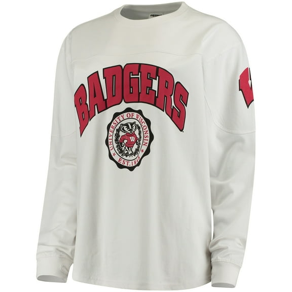 Women's Pressbox White Wisconsin Badgers Edith Long Sleeve Oversized Top