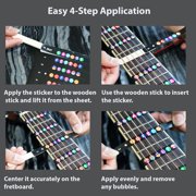 QMG Guitar Fretboard Stickers – Color Coded Note Decals for Beginners – Includes Sharp & Flat Notes – Covers 14 Frets – No Residue – Acoustic & Electric Guitar Accessories