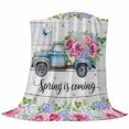 thumbnail image 6 of Spring Blanket Soft Cozy Warm Throw Blanket for Couch, Plush Fuzzy Flannel Fleece Blankets for Sofa, Truck Botanical Floral Leaf Butterfly Wooden Grain Bed Blankets Lightweight Gifts for Men, 40"x50", 6 of 9