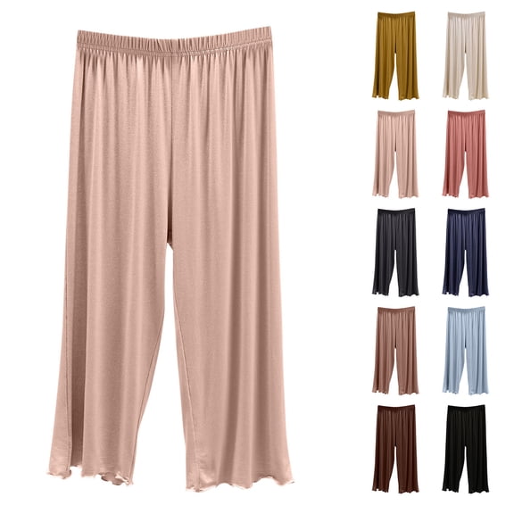 QSXADF Women's Pajama Pants Pajama Bottoms Sleep Pants Solid High Waist Pocketed 7in Pajama Pants Women Summer Pajamas Soft Loungewear