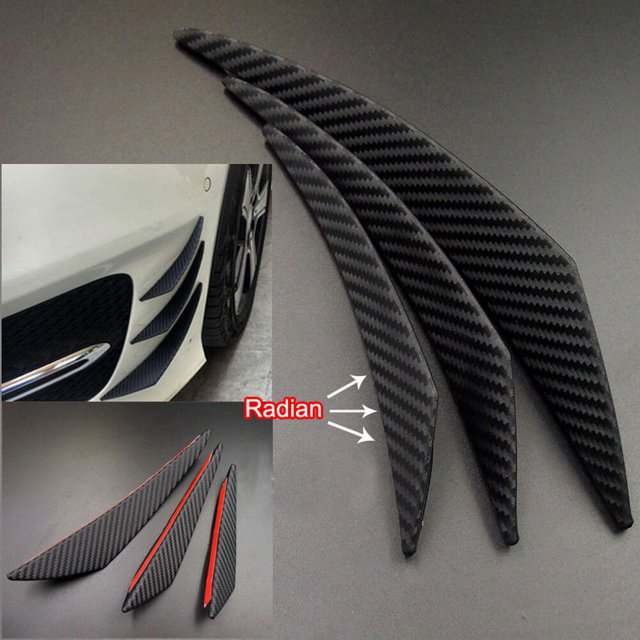 6pcs Carbon Fiber Car Front Bumper Cana Diffuser Lip Splitter Accessories. -