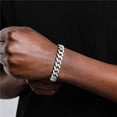 thumbnail image 4 of FEEL STYLE Male Silver Plated Round Zircon Cuban Chain Bracelet for Men Women 11MM 7", 4 of 5