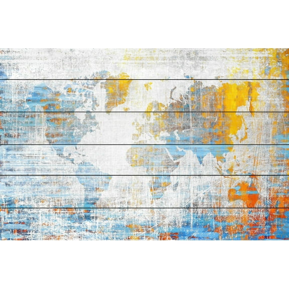 "Continental Journey" Painting Print on White Wood