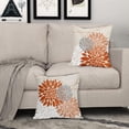 thumbnail image 3 of Orange Pillow Covers 18x18 Inch Dahlia Flower Fall Colored Pillow Case Farmhouse Outdoor Decor for Home Bedroom Living Room Rustic Modern Floral Linen Square Cushion Cover, Set of 2, 3 of 6