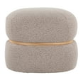 thumbnail image 4 of Cinch Contemporary Pouf Ottoman in Beige Fabric and Natural Wood by, 4 of 5