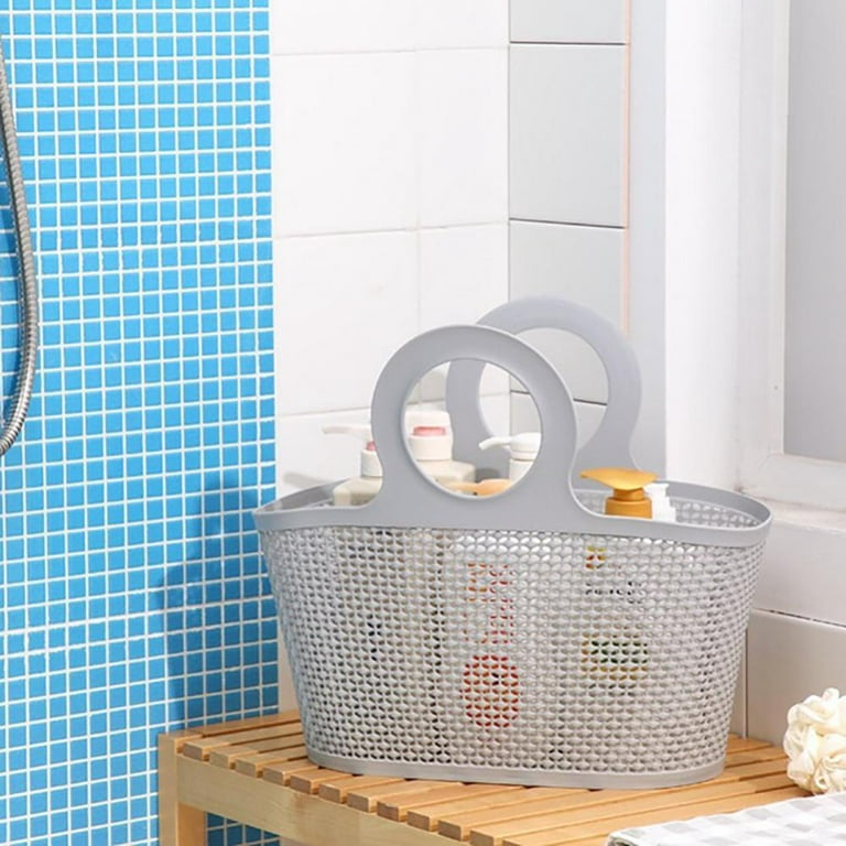 1pc Grey Bathroom Handheld Storage Basket, Shower Caddy For