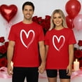 thumbnail image 2 of KHONTS Valentine's Day Sweat Heart T Shirts for Couple Women and Men Crew Neck Short Sleeve T Shirt Fashion Casual Tees Red L, 2 of 4