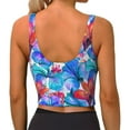 thumbnail image 3 of Vsdgher Bright Flowers Print Women Sleeveless Athletic Tank Top Built-in Bra Camisole Sports Vest for Yoga Running Fitness Exercise with Removable Pads, 3 of 8
