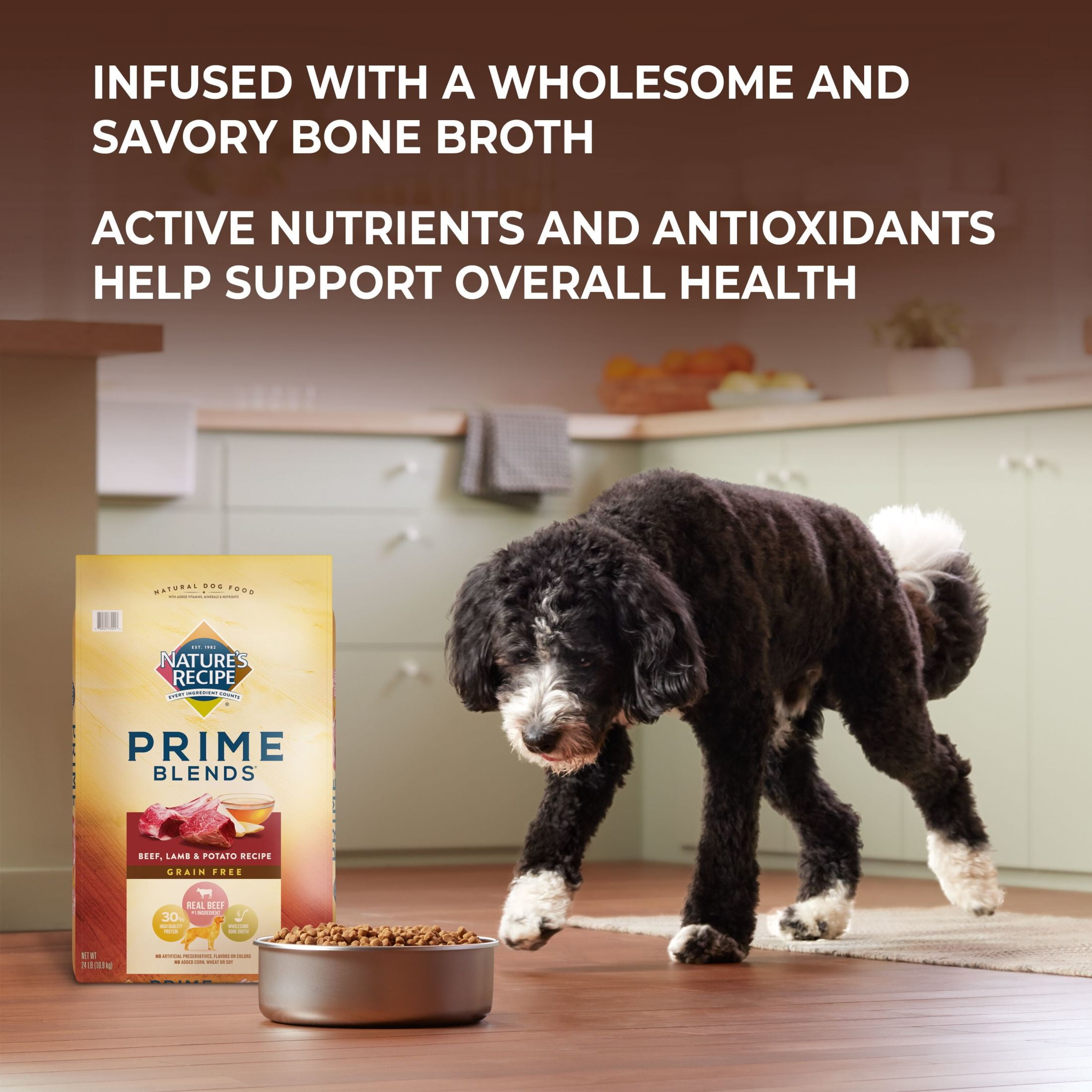 Nature’s Recipe Prime Blends Grain Free Beef, Lamb & Potato Recipe, Dry Dog Food, 24 Pounds (Packaging May Vary)